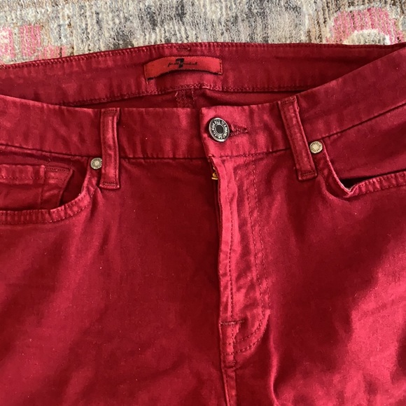 7 For All Mankind Red Velvety Skinny Jeans - Picture 2 of 3